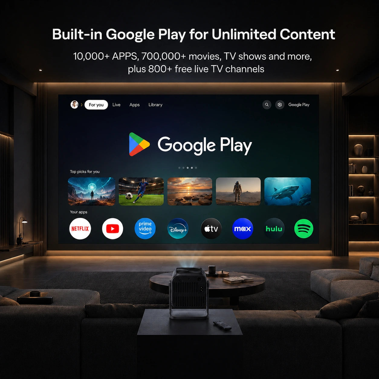 Zoomly Pro Max Full HD 1080p smart projector – product photo 3