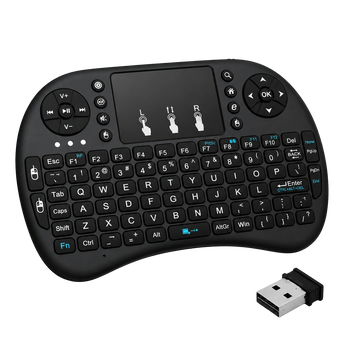 Zoomly Smart Remote, mini draadloos toetsenbord met touchpad en USB-dongle voor je beamer of tv-box.