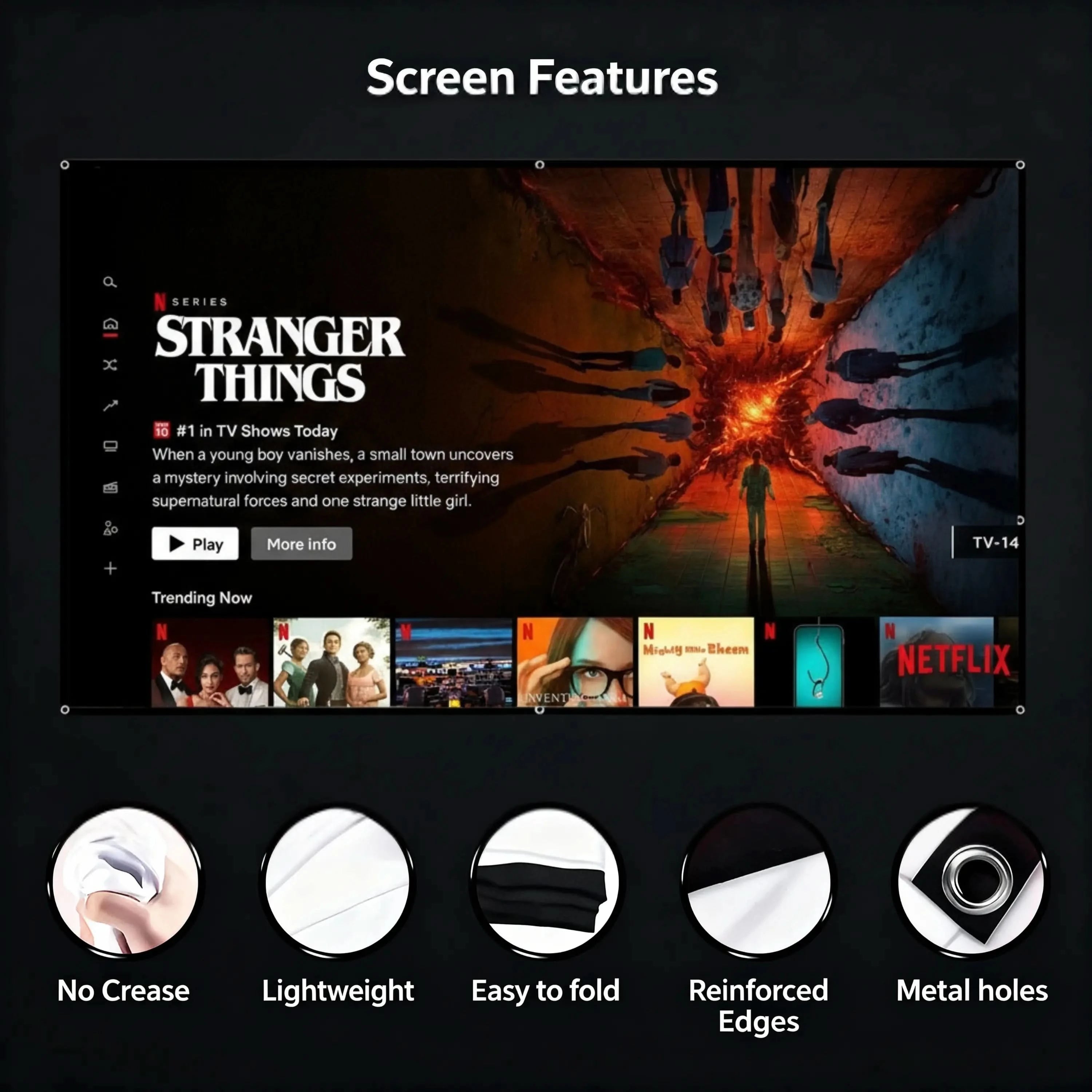 Portable 16:9 projection screen for home theater projectors – product photo 2